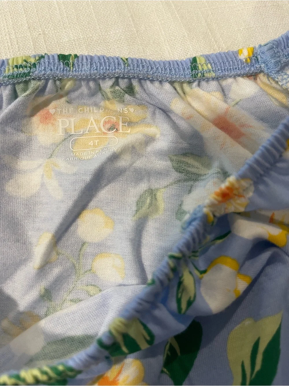 The Children's Place Light Blue Floral Romper with Elastic Waist